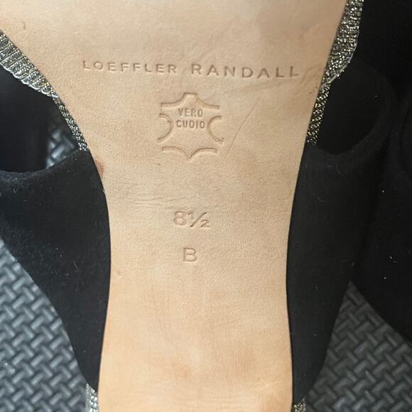 Loeffler Randall Flora Suede and Glitter Bow Mule Heels Size 8.5 B - Picture 7 of 8